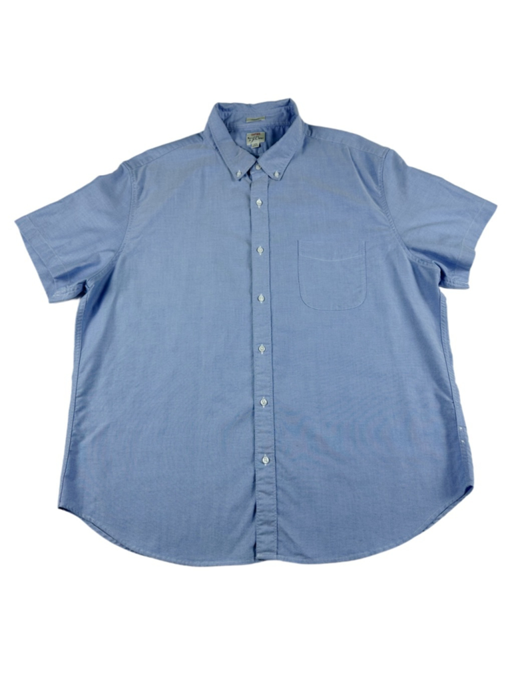 J Crew Shirt Mens XXL 2XL Blue Oxford Cloth Classic Fit Button Down Short Sleeve
